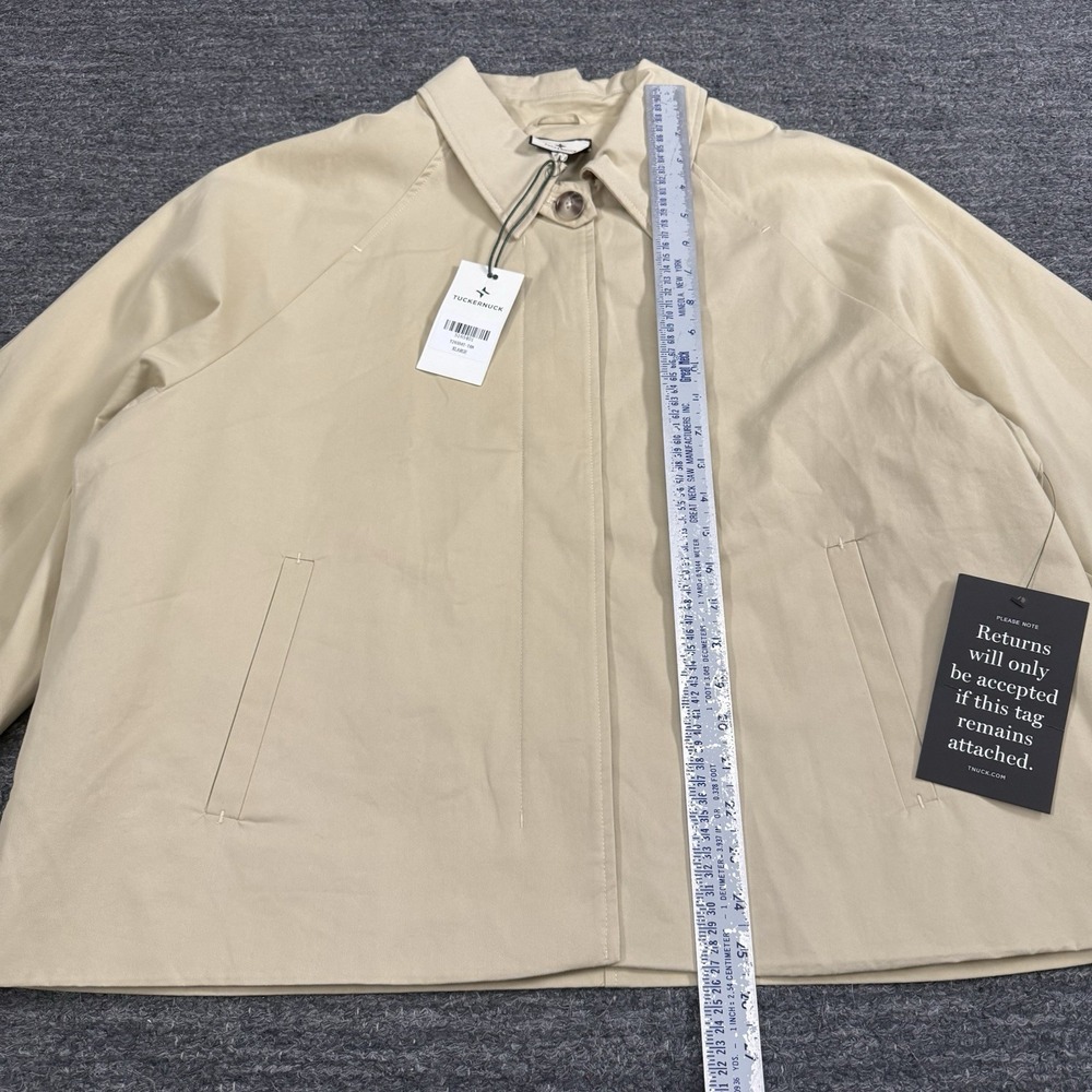 Tuckernuck Khaki Drew Short Trench Coat Women XL Boxy Oversized Button Front NEW - Picture 13 of 15